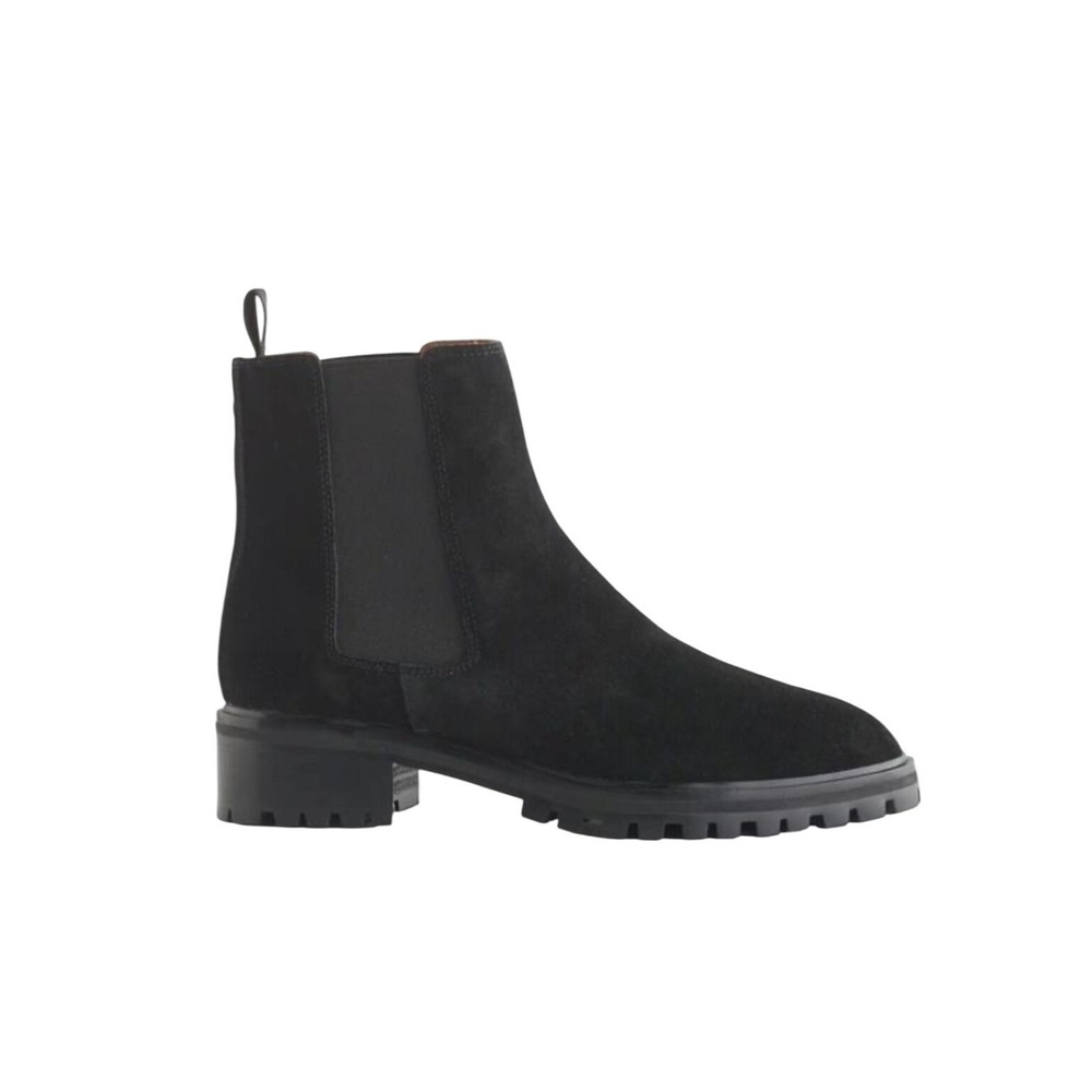 Quince Black Suede Chelsea Lug Sole Boots Women's Size 7‎